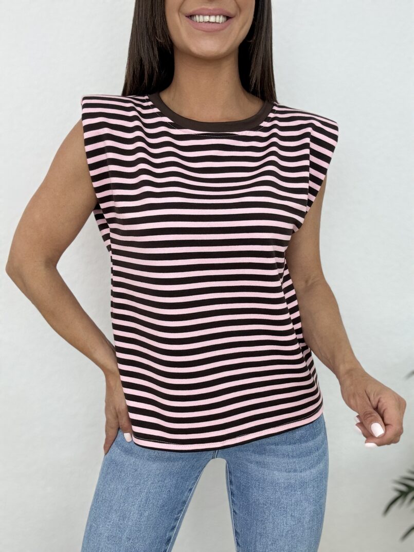 IMG_6359 CAMISETA HOMBRERAS RAYAS ROSA/MARRON