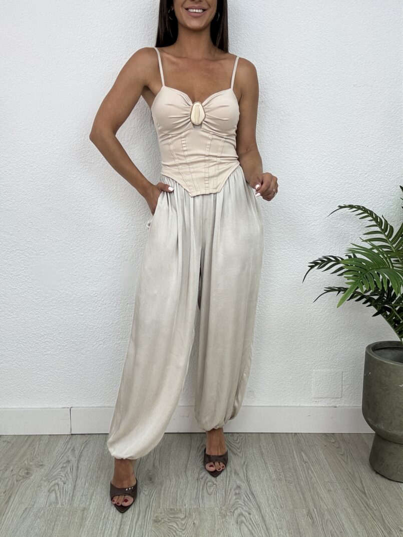IMG_6465 PANTALON BOMBACHO SATINADO BEIGE