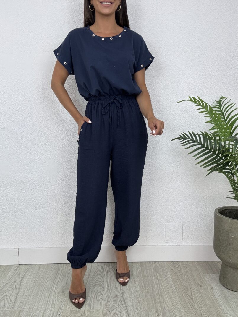 PANTALÓN BOMBACHO TACHAS MARINO