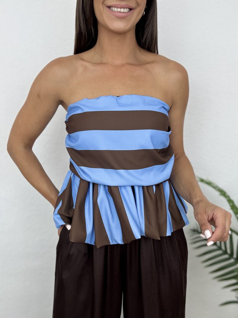 TOP ABULLONADO RAYAS AZUL/MARRON