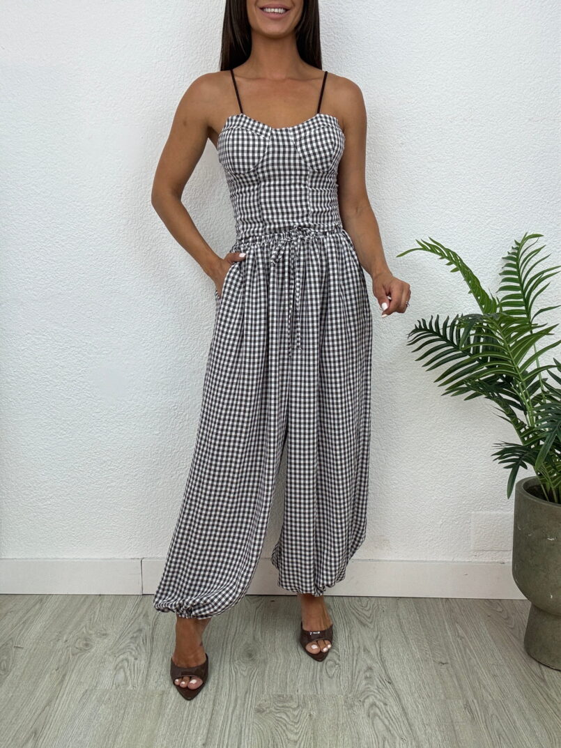 CONJUNTO VICHY TIRANTES MARRON